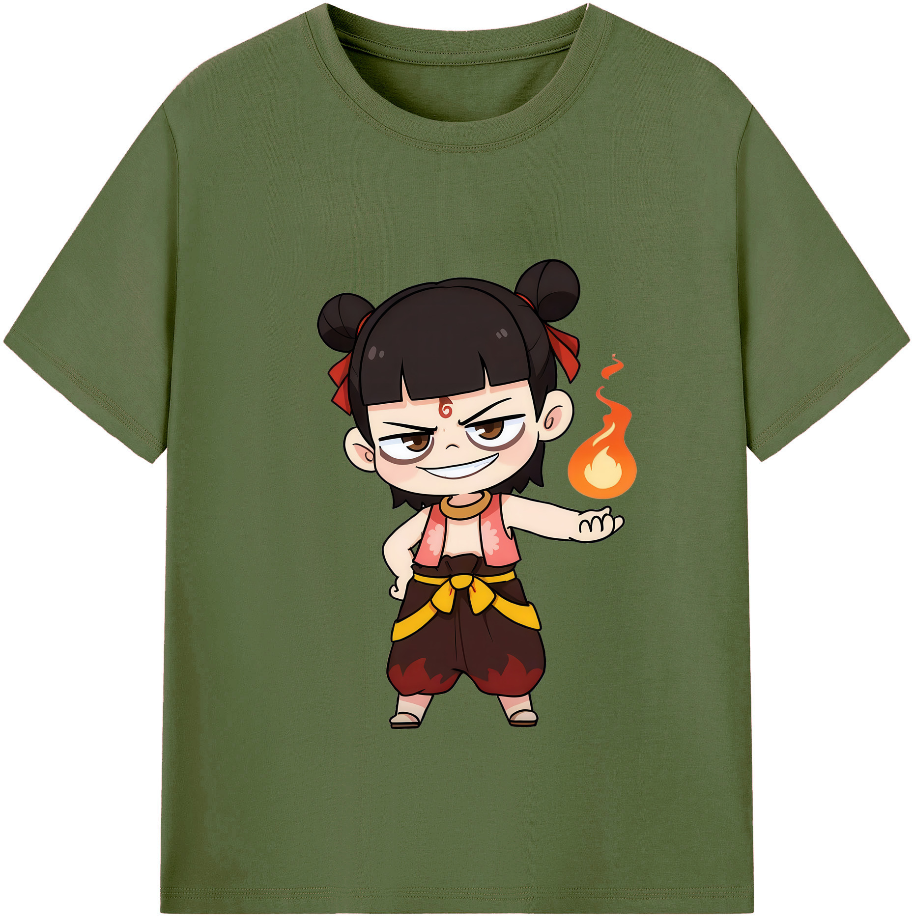 （画像用） Ne Zha 2 ナタ 魔童の大暴れ 綿100％半袖Tシャツ（フロントプリント）